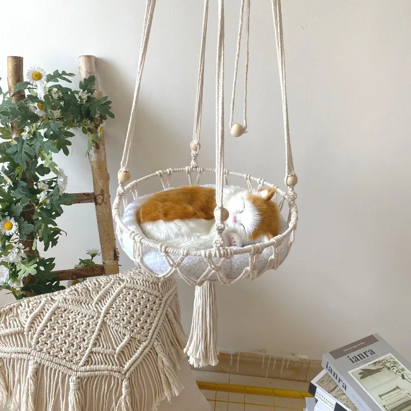 Hamac suspendu pour chat - Coton tressé & confort naturel